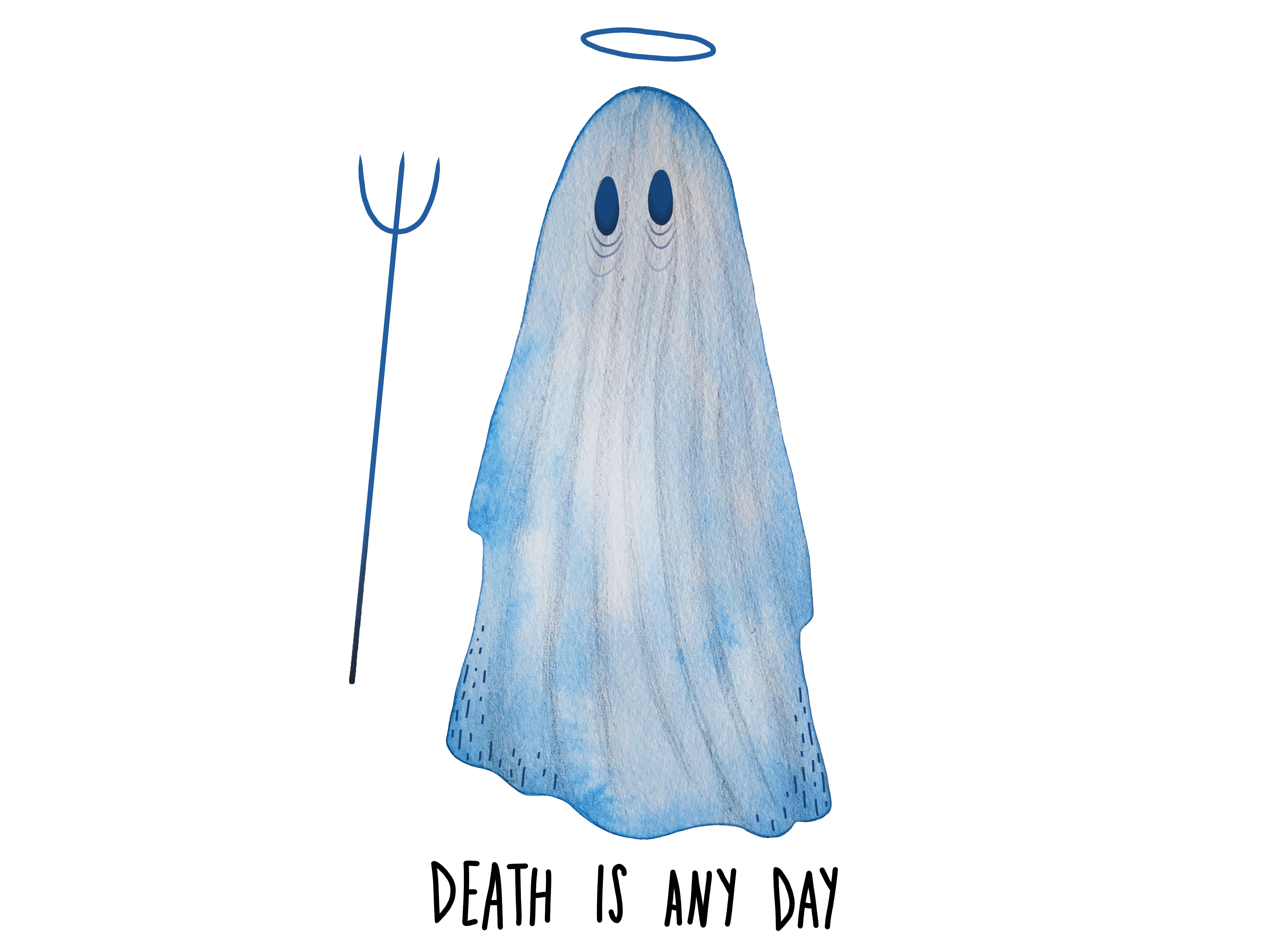 Death is Any Day ghost illustration print by Carolyn Whittico