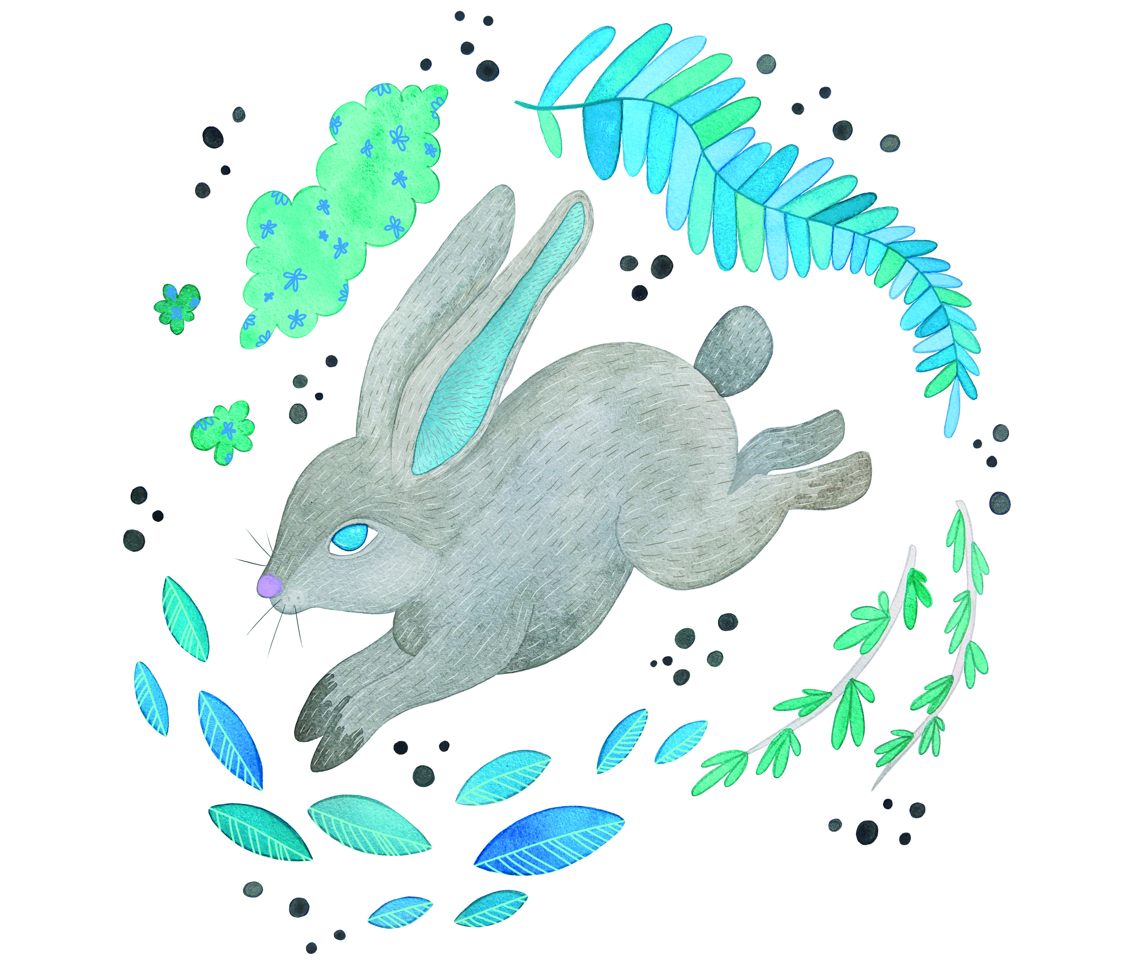 Luck Rabbit Drawing Lucky Rabbit Print - A Cup of Cloudy